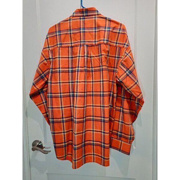 Haggar Forever New Mens L/G Orange Plaid Button-Up Shirt  Fade-Resistant Wrinkle - Picture 9 of 13